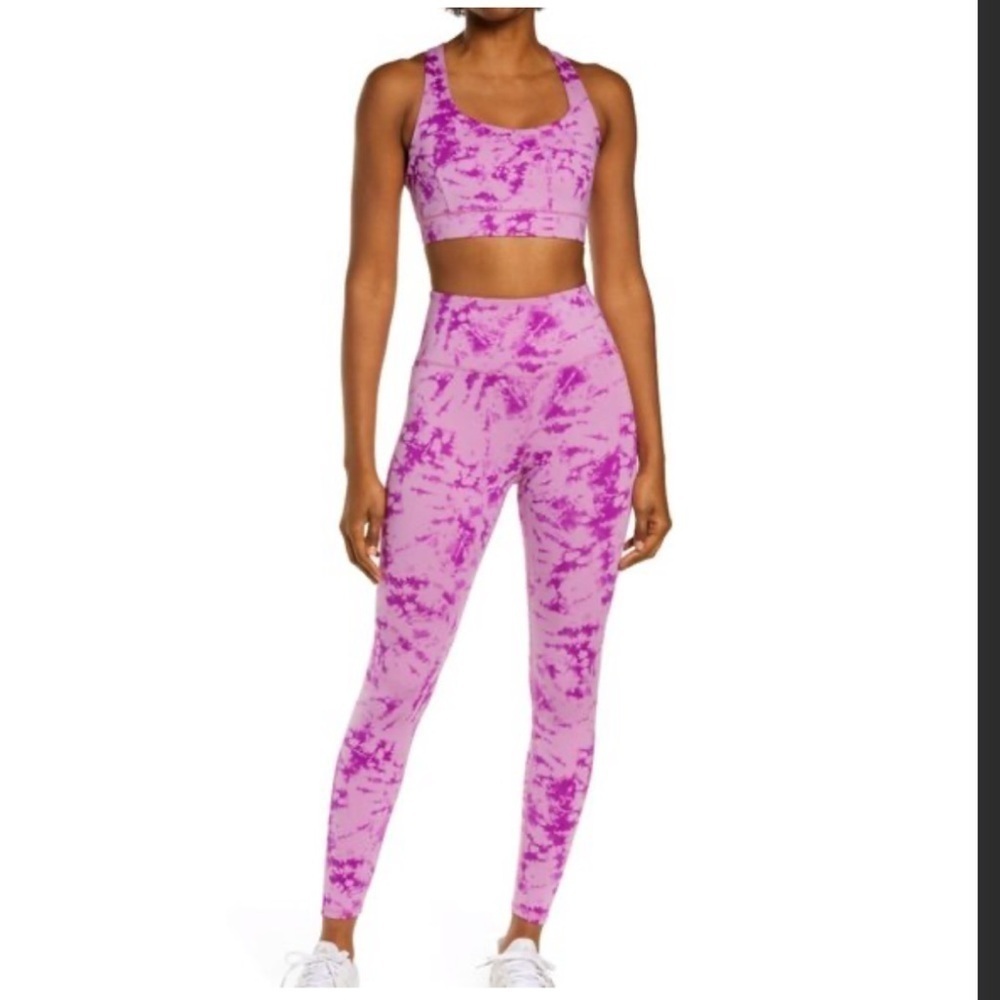 IVL Collective Purple Tie Dye Leggings and Sports Bra Set  Size Small